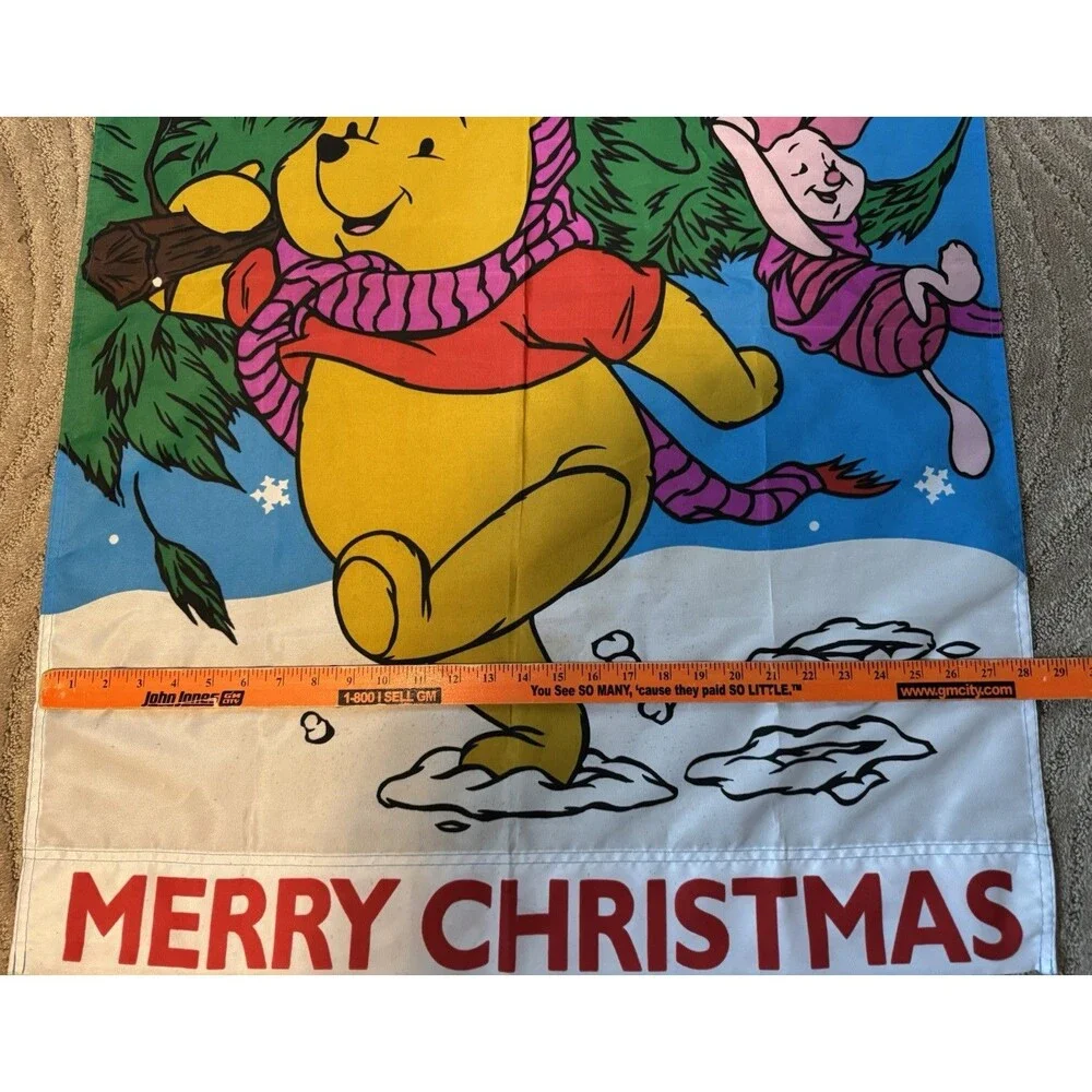 vintage 90s disney Winnie the Pooh & Mickey Holiday Yard Flags